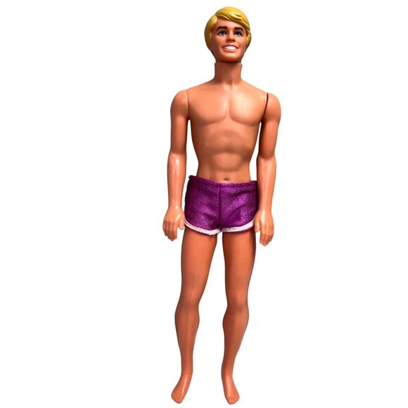 Vintage Mattel Sunsational Malibu Ken Barbie Doll in Purple Satin Shorts 1981 - Picture 1 of 10